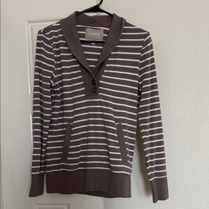 Banana Republic Taupe and Cream Striped Sweater